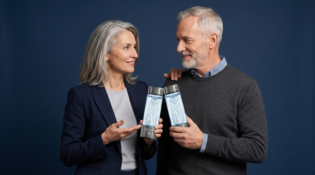 couple 55 ans comparant gourdes eau hydrogénée comparatif 2026