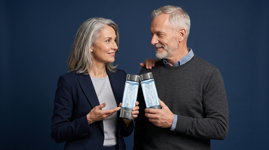 couple 55 ans comparant gourdes eau hydrogénée comparatif 2026