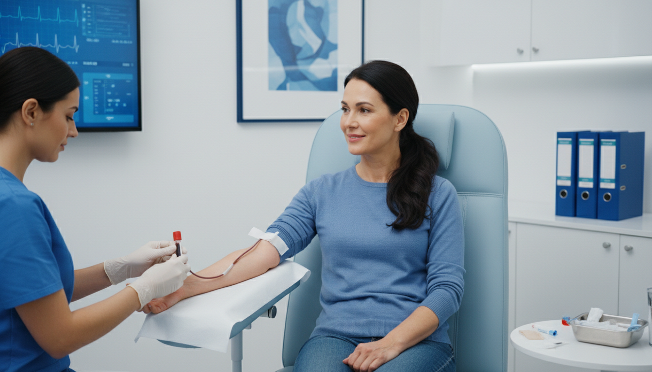 femme 55 ans bilan santé médical glycémie eau hydrogénée diabète