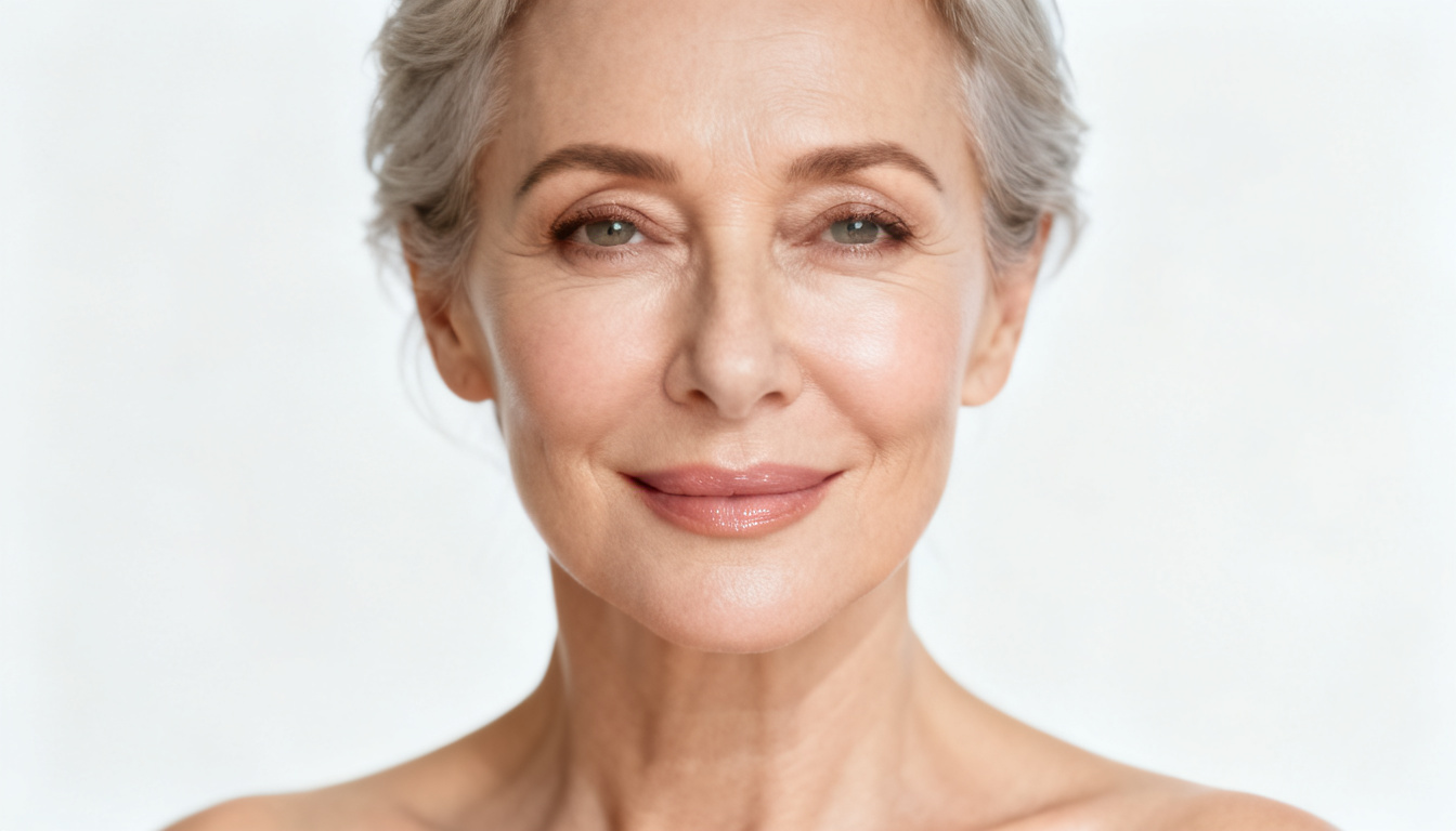 femme 55 ans peau lumineuse hydratée teint eau hydrogénée anti-âge