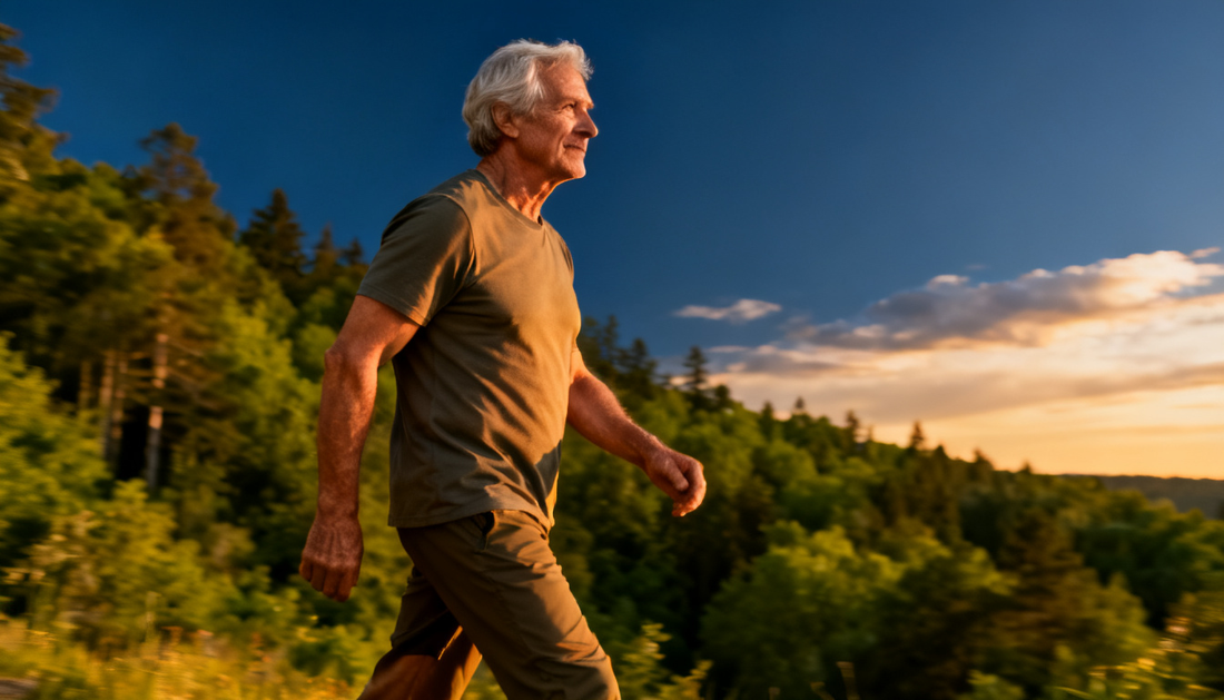 homme 65 ans mobilité sans douleur articulaire eau hydrogénée arthrose