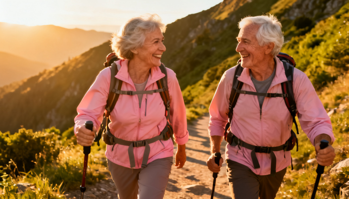couple 70 ans randonnée énergie longévité eau hydrogénée