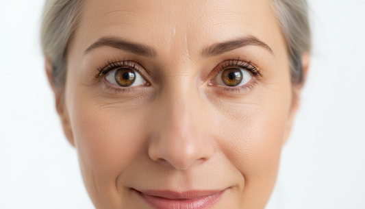 femme 60 ans yeux clairs sains vision santé oculaire eau hydrogénée