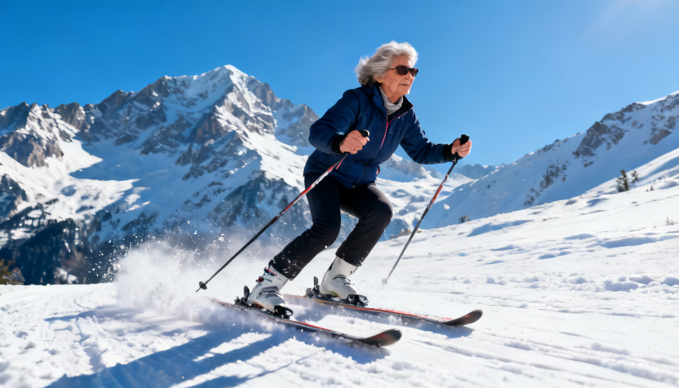 femme 55 ans ski alpin sport d'hiver eau hydrogénée AQWA
