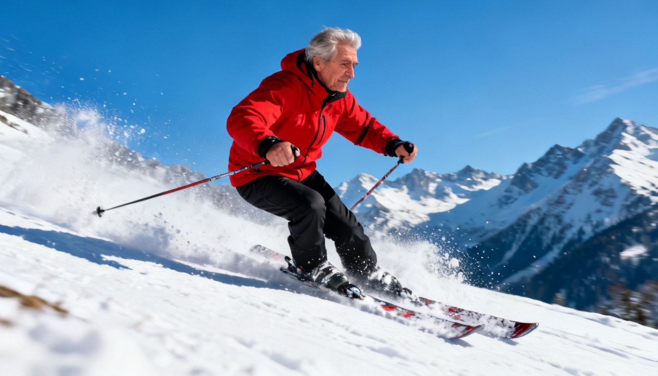 homme 55 ans ski altitude montagne eau hydrogénée AQWA