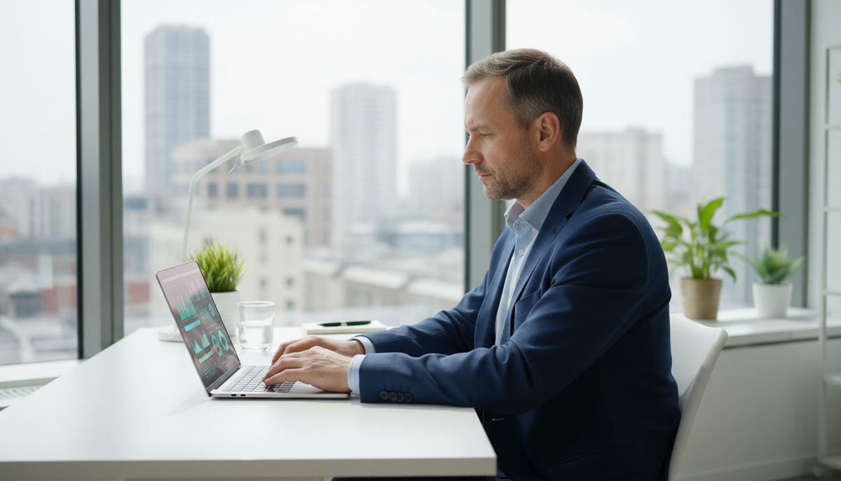 homme 52 ans bureau performance cognitive eau hydrogénée AQWA
