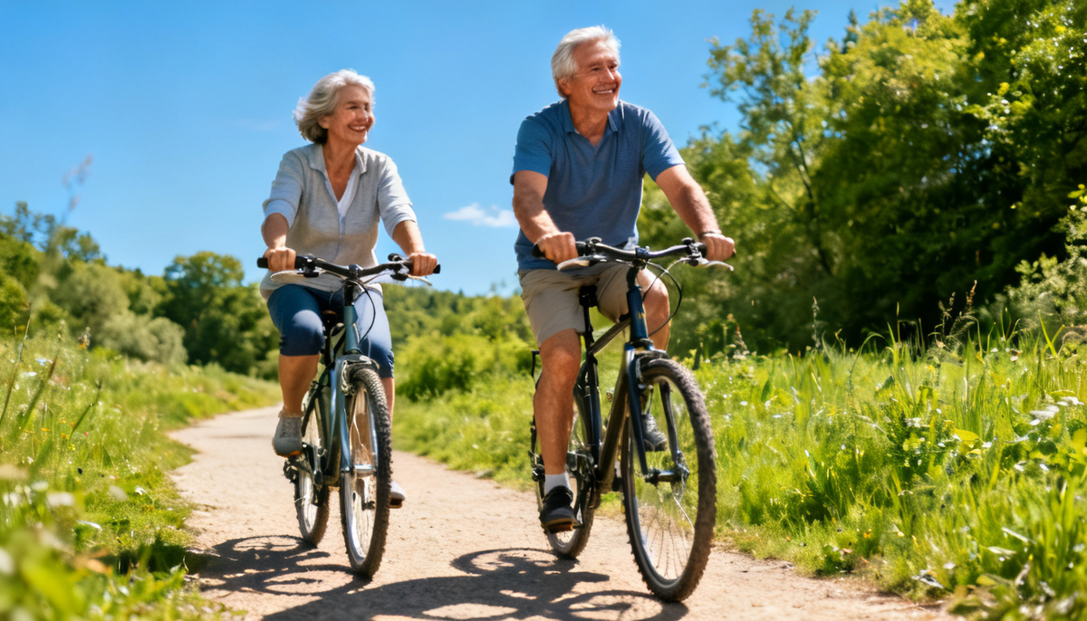 couple 55 ans cyclisme vélo loisir eau hydrogénée AQWA